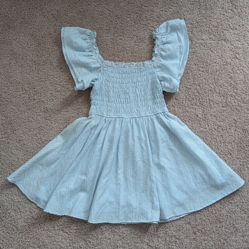 TCEC Light Blue Puff Sleeve Square Neck Smocked Mini Dress Size Medium - Picture 4 of 10